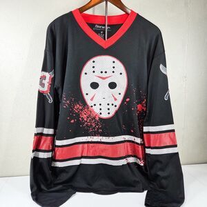 Friday The 13th Jason Voorhees Hockey Jersey Long Sleeve Shirt Sz M